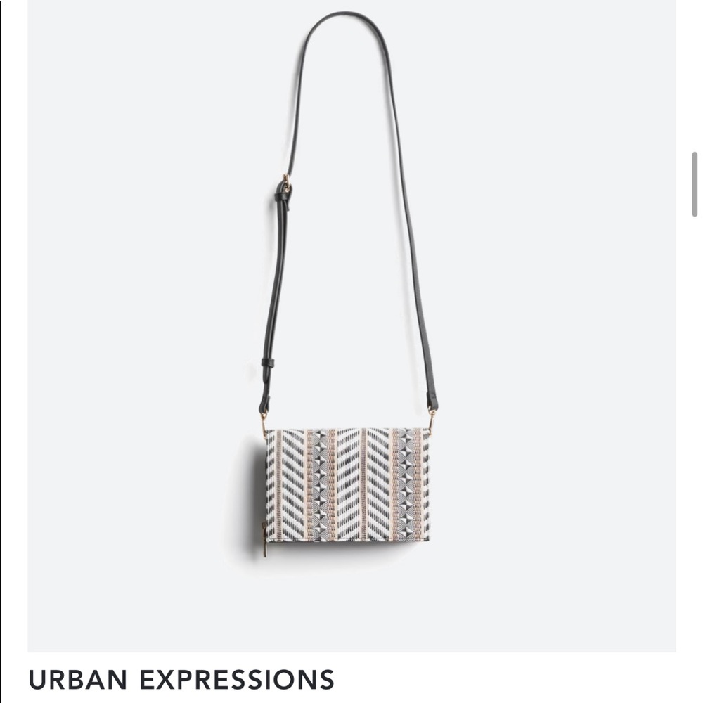 Urban Expressions, patterned small purse, black brown and tan